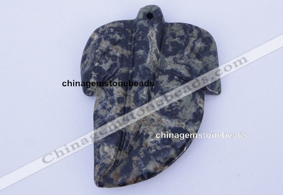 NGP638 5pcs 5*38*52mm leaf kambaba jasper gemstone pendants