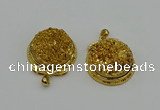 NGP6383 28mm - 30mm flat round plated druzy agate pendants