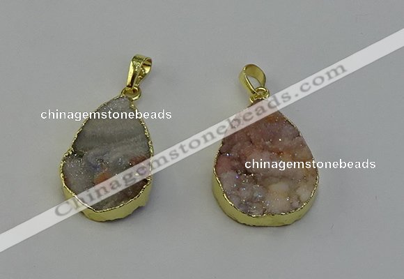 NGP6390 20*30mm - 25*30mm flat teardrop druzy agate pendants