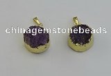 NGP6404 20mm - 22mm coin druzy amethyst pendants wholesale