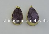 NGP6406 22*30mm - 25*35mm teardrop druzy amethyst pendants