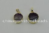 NGP6407 18mm - 20mm coin druzy amethyst pendants wholesale