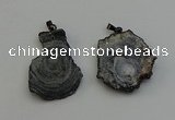 NGP6413 30*35mm - 35*40mm freeform druzy agate pendants