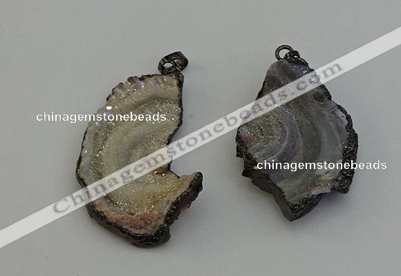 NGP6414 30*35mm - 35*40mm freeform plated druzy agate pendants