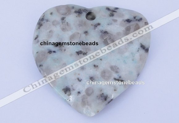 NGP642 5pcs 50*50mm heart kiwi stone pendants jewelry wholesale