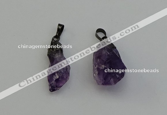 NGP6420 12*28mm - 15*30mm nuggets amethyst gemstone pendants