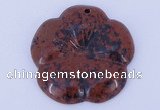 NGP643 5pcs 6*40mm flower mahogany obsidian gemstone pendants