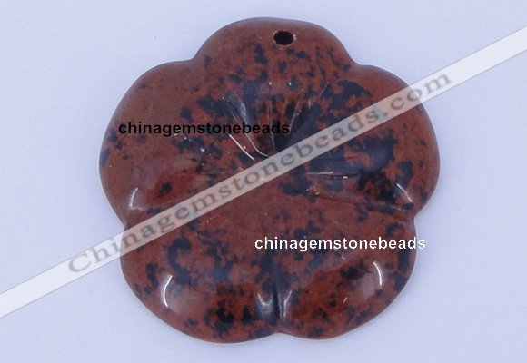 NGP643 5pcs 6*40mm flower mahogany obsidian gemstone pendants