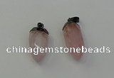 NGP6431 12*24mm - 15*30mm faceted bullet rose quartz pendants