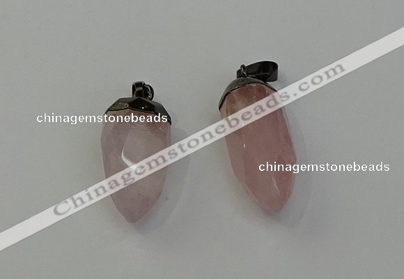 NGP6431 12*24mm - 15*30mm faceted bullet rose quartz pendants