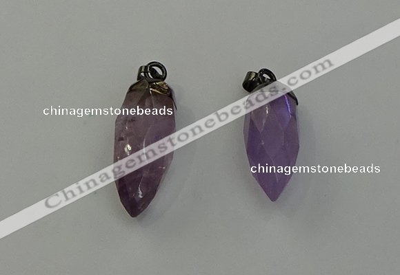 NGP6432 12*24mm - 15*30mm faceted bullet amethyst pendants