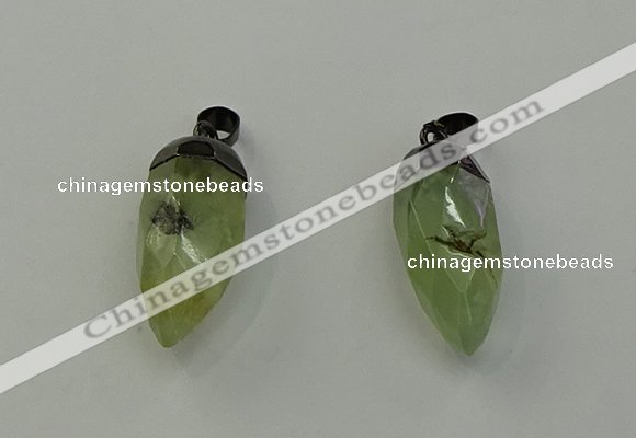 NGP6433 12*24mm - 15*30mm faceted bullet green rutilated quartz pendants