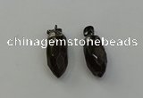 NGP6435 12*24mm - 15*30mm faceted bullet smoky quartz pendants
