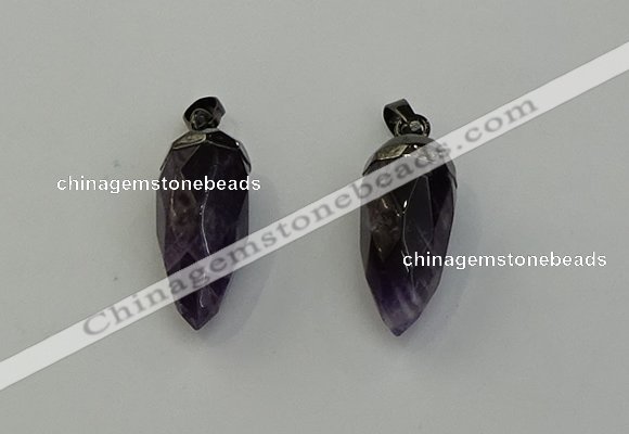 NGP6436 12*24mm - 15*30mm faceted bullet amethyst pendants