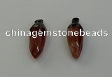 NGP6442 12*24mm - 15*30mm faceted bullet red rabbit hair pendants