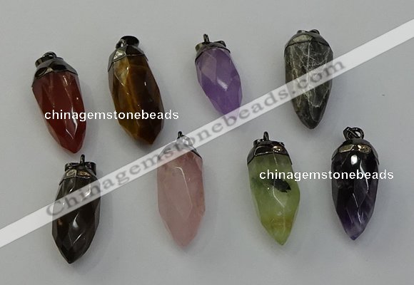 NGP6448 12*24mm - 15*30mm faceted bullet mixed gemstone pendants