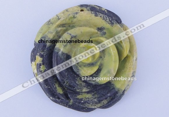 NGP645 2pcs 12*48mm flower yellow howlite turquoise pendants