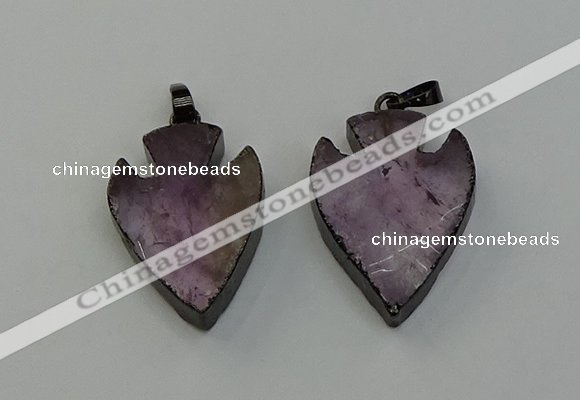 NGP6454 22*28mm - 25*35mm arrowhead amethyst gemstone pendants