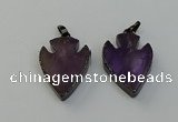 NGP6455 22*28mm - 25*35mm arrowhead amethyst gemstone pendants