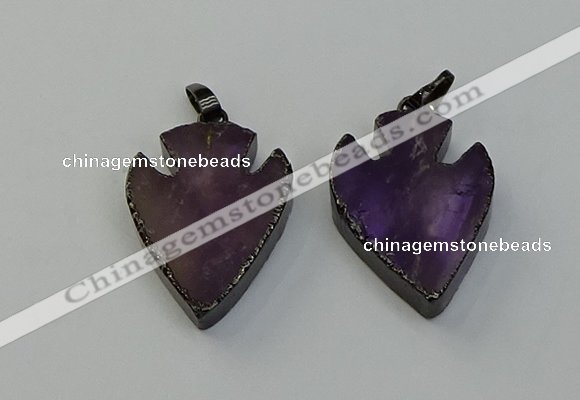 NGP6455 22*28mm - 25*35mm arrowhead amethyst gemstone pendants