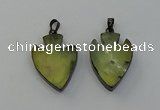 NGP6456 22*28mm - 25*35mm arrowhead green rutilated quartz pendants