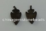 NGP6458 22*28mm - 25*35mm arrowhead smoky quartz pendants