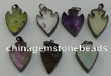 NGP6468 22*28mm - 25*35mm arrowhead mixed gemstone pendants