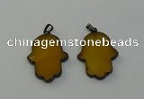 NGP6472 30*40mm hamsahand agate gemstone pendants wholesale