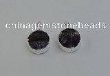 NGP6493 20mm - 22mm coin druzy amethyst pendants wholesale