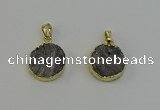 NGP6495 18mm - 20mm coin plated druzy agate pendants wholesale