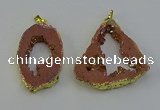 NGP6502 30*40mm - 35*45mm freeform plated druzy agate pendants