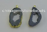 NGP6504 30*40mm - 35*45mm freeform plated druzy agate pendants