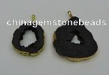 NGP6507 30*40mm - 35*45mm freeform plated druzy agate pendants