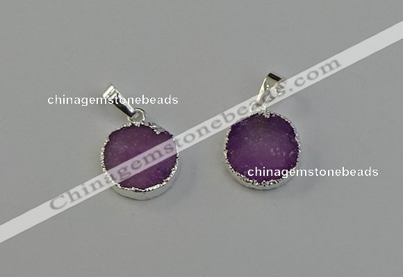 NGP6510 15mm - 16mm coin druzy agate pendants wholesale