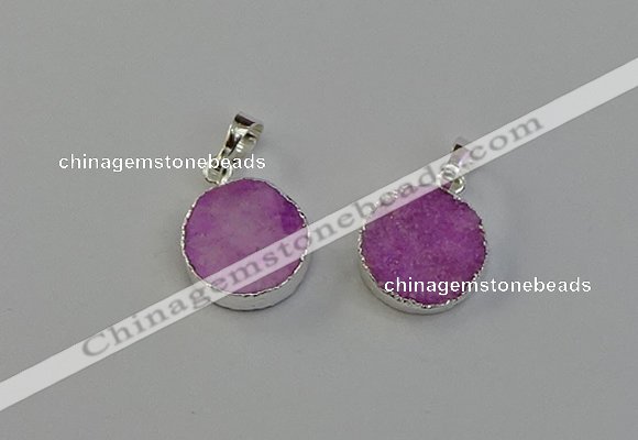 NGP6511 15mm - 16mm coin druzy agate pendants wholesale