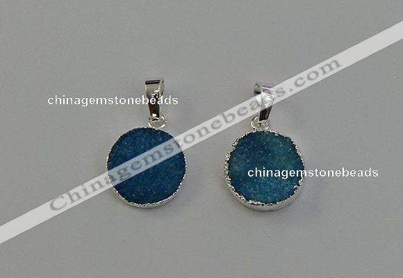 NGP6513 15mm - 16mm coin druzy agate pendants wholesale