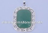 NGP652 5pcs 38*40mm rectangle brass with green aventurine pendants