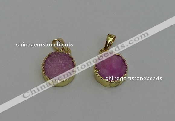 NGP6521 15mm - 16mm coin druzy agate pendants wholesale