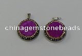 NGP6541 20mm - 22mm coin druzy agate gemstone pendants wholesale