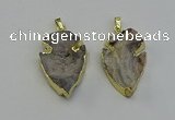 NGP6552 25*35mm - 26*40mm arrowhead druzy agate pendants