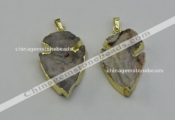 NGP6552 25*35mm - 26*40mm arrowhead druzy agate pendants