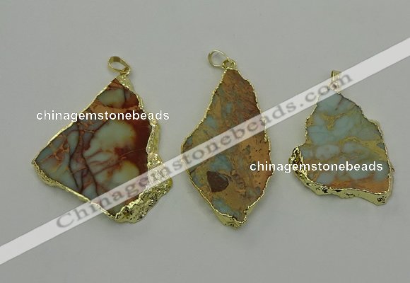 NGP6561 30*40mm - 45*55mm freeform serpentine jasper pendants