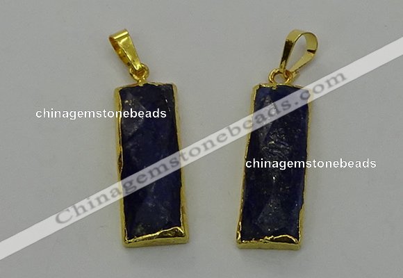 NGP6567 14*30mm - 15*38mm faceted rectangle lapis lazuli pendants
