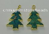 NGP6578 30*40mm - 32*40mm Christmas tree sea sediment jasper pendants