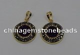 NGP6585 22mm - 22mm coin plated druzy agate gemstone pendants