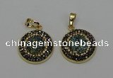 NGP6587 22mm - 22mm coin plated druzy agate gemstone pendants