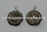 NGP6593 28mm - 30mm flower plated druzy agate gemstone pendants