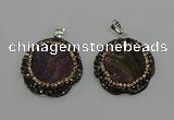 NGP6594 28mm - 30mm flower plated druzy agate gemstone pendants