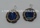 NGP6595 28mm - 30mm flower plated druzy agate gemstone pendants