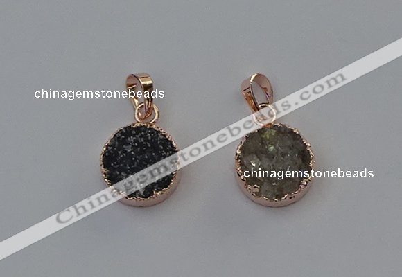 NGP6600 15mm - 16mm coin druzy agate gemstone pendants